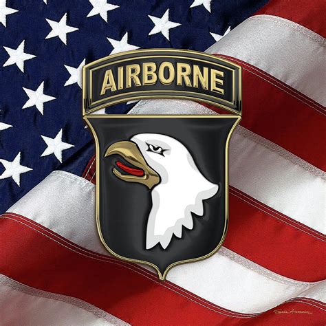 101st Airborne Division 101st A B N Insignia Over American Flag