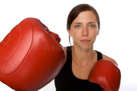 Woman With Black Boxing Gloves Stock Photo Image Of Female