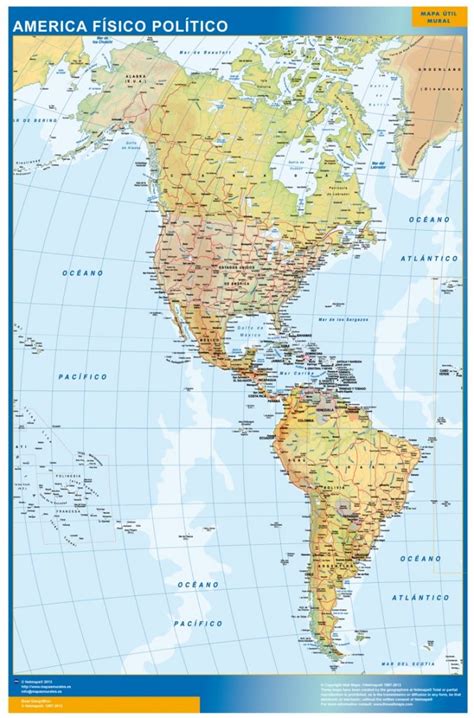 Mapa America Plastificado Mapas Para México Usa Y Canada De Pared
