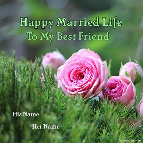 Happy Married Life Wishes Card Image For Friend