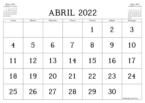 Calendario Abril 2022 Para Imprimir Icalendario Net Kulturaupice