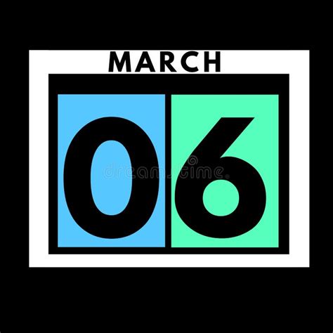 March 6 Colored Flat Daily Calendar Icon Date Day Month Stock