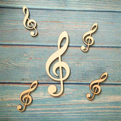 10pcs Wooden Music Note Treble Cleffs Shape Art Projects Craft Ornament