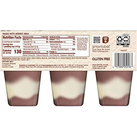 Snack Pudding Pack Naturals Chocolate Vanilla Swirl Cups 6 Count 8