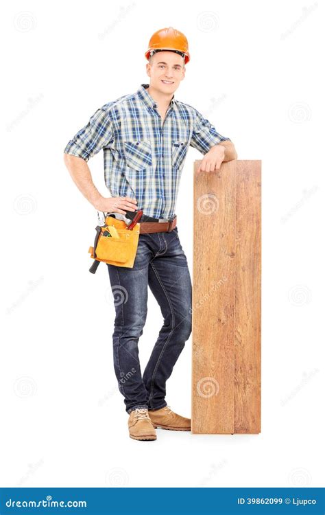 Male Carpenter Leaning On A Plank Stock Photo Image 39862099