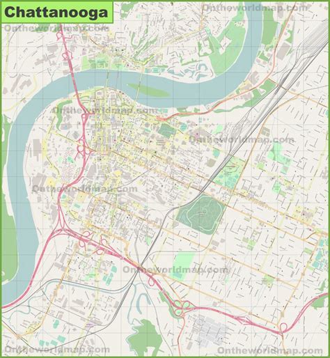 Large Detailed Map Of Chattanooga Printable Map Of Chattanooga