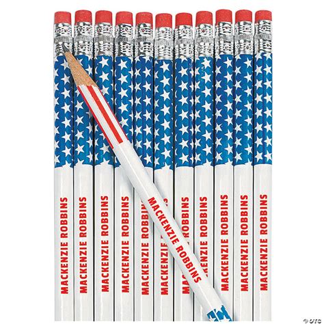 Personalized Stars And Stripes Pencils 24 Pc