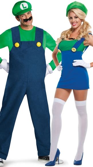 Green Plumbers Couples Costume Mens Deluxe Luigi Costume Sexy Green