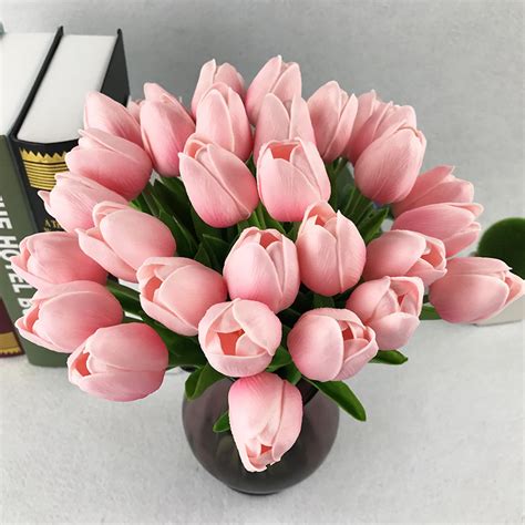 10pcslot Tulip Artificial Flower Cute Plastic Bouquet Real Touch