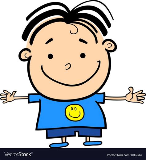 Cartoon Cute Little Happy Boy Vector Image On Vectorstock Happy Boy
