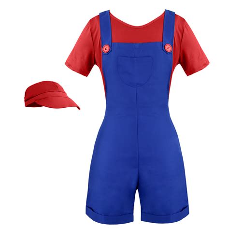 Redblue Adult Plumber Overalls Mario Cosplay Costume N17158