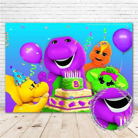 Buy Dinosaur Barney Backdrop 7x5 Vinyl Kids Birthday Party Background