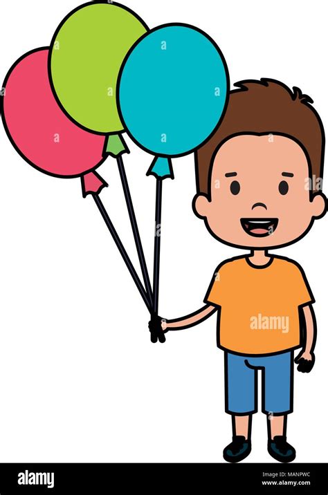 Happy Little Boy With Balloons Air Character Stock Vector Image And Art
