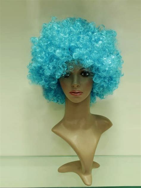 Wholesale 10 Inch Capless Cyan Synthetic Hair Soccer Wigs Synthetic