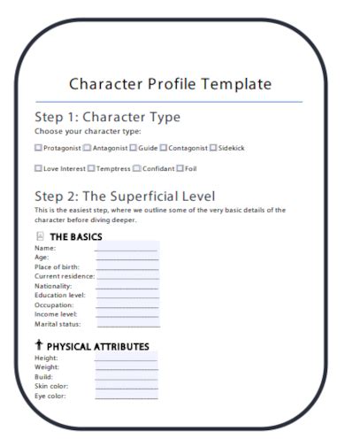 Free 50 Character Profile Samples In Pdf