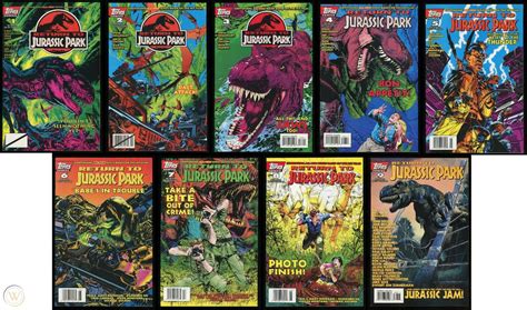 Return To Jurassic Park Topps Comic Set 1 2 3 4 5 6 7 8 9 Lot Rex Jurassic World 1821672831