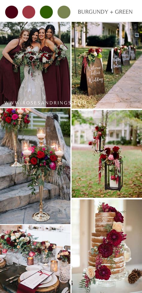 Fall Burgundy Wine And Green Wedding Color Ideas2 Roses And Rings