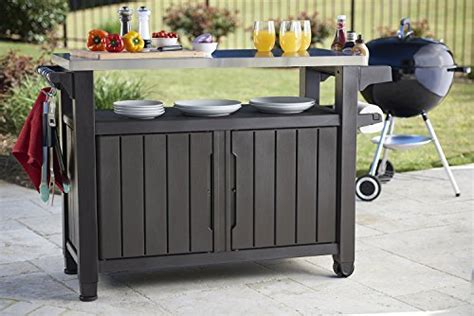 Keter Unity Xl Portable Outdoor Table And Storage Cabinet W Accessory