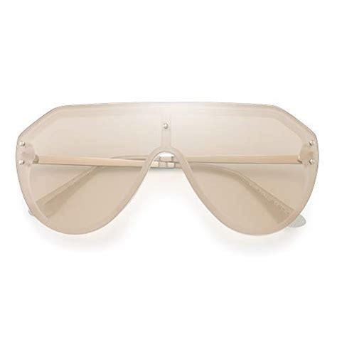 jim halo oversized shield sunglasses rimless flat top mirror glasses women men matte