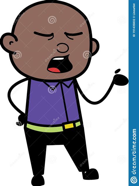 Bald Black Man Talking Unamused Face Cartoon Stock Illustration