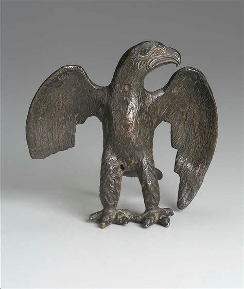 The eastern imperial eagle (aquila heliaca) is a large bird of prey that breeds in southeastern europe and extensively through west and central asia. Bronze eagle. Roman. Late Imperial Period. 3rd-4th century ...