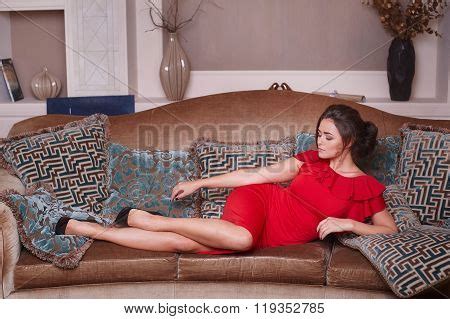 Woman Red Dress Lying Image Photo Free Trial Bigstock