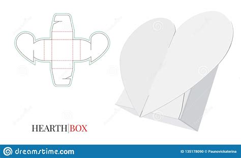 T Box Heart Template Cut And Fold Vector With Die Cut Laser Cut