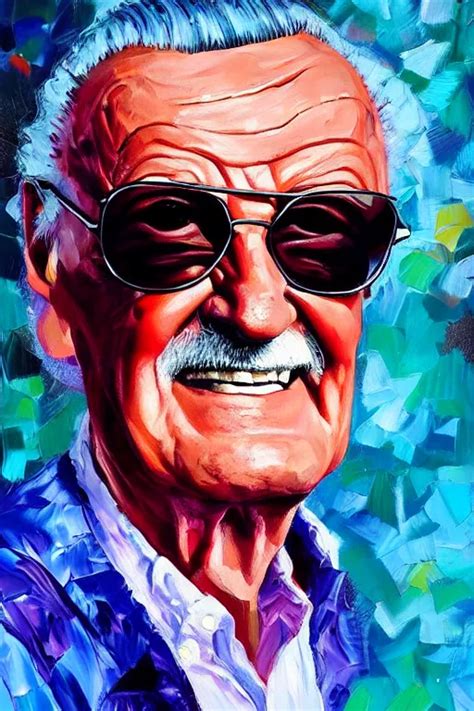 Palette Knife Oil Painting Portrait Of Stan Lee Stable Diffusion