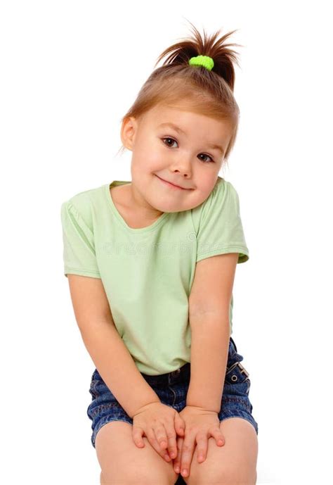 Cute Little Girl Is Sitting On Floor And Smile Stock Photo Image Of