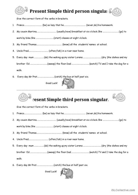 Present Simple Third Person Singular English Esl Worksheets Pdf And Doc