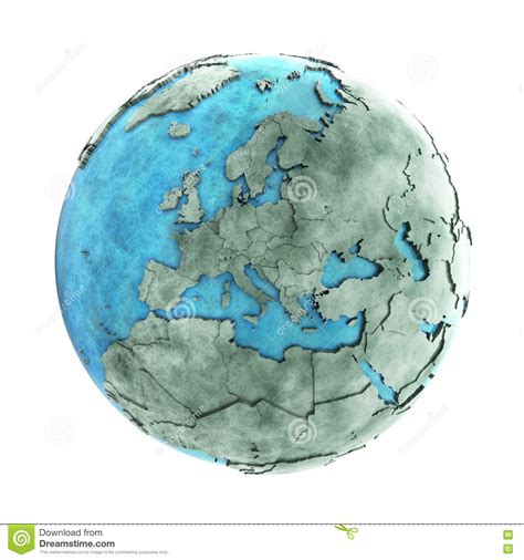 Europe On Marble Planet Earth Stock Illustration
