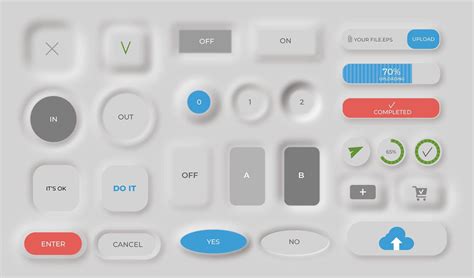 Collection Of Neumorphic Buttons 1340012 Vector Art At Vecteezy