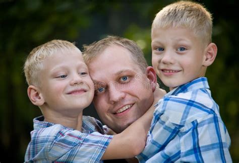 Happy Dad With Twin Boys Stock Image Image Of Parenting 16516237