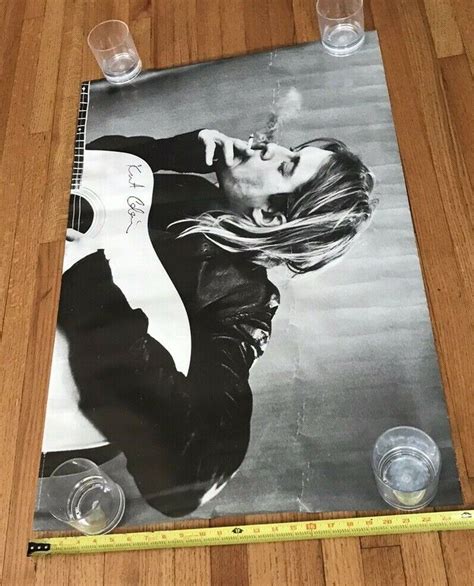 2012 End Of Music Kurt Cobain Smoking Playing Guitar Signed In Poster