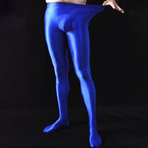 Men Sexy Shiny Glossy Spandex Stockings Opaque Pantyhose Sports Sheath