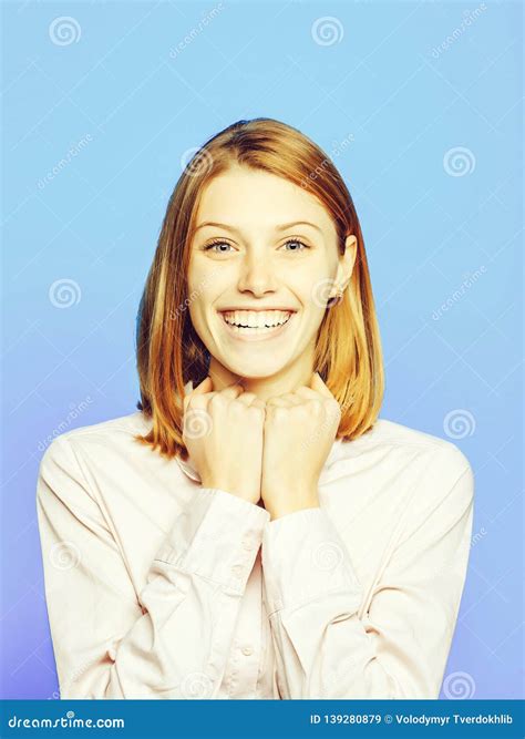 Pretty Cute Emotional Girl Smiles Stock Image Image Of Hair Cute