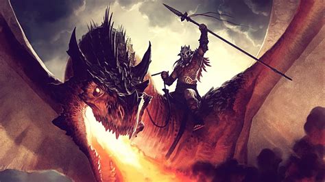 Man Riding Dragon Illustration Hd Wallpaper Wallpaper Flare