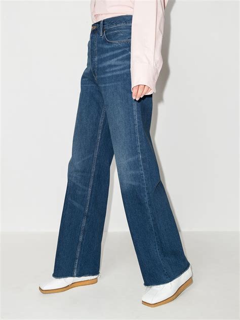 Redone 70s Ultra High Wide Leg Jeans In Blue Modesens