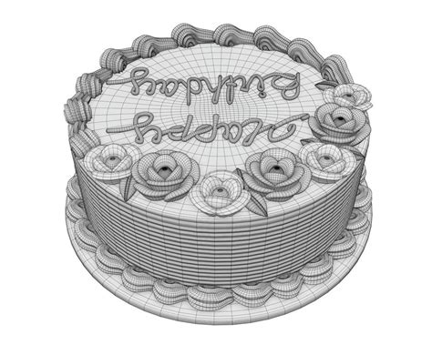 Birthday Cake White And Red 3d Model Cgtrader