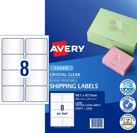 Buy blank labels for this template. Laser Labels . 8 per sheet L7565 Crystal Clear 99.1x67.7mm ...