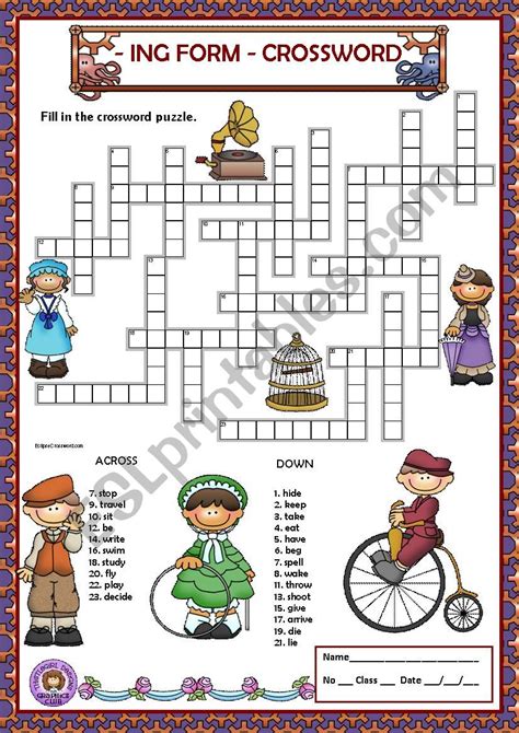 Ing Form Crossword Key Esl Worksheet By Macomabi