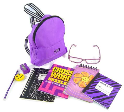 New 9 Pc Purple Backpack And School Supplies Set For 18 American Girl