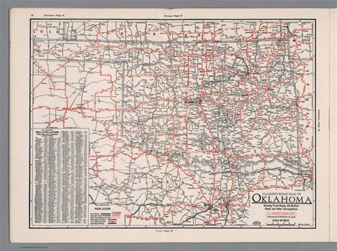 Clasons Road Map Of Oklahoma Showing Paved Roads All Weather Roads
