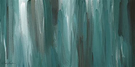 Meet Halfway Teal And Gray Abstract Art Painting By Lourry Legarde