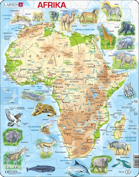 A22 Africa Map With Animals Maps Of The World And Regions