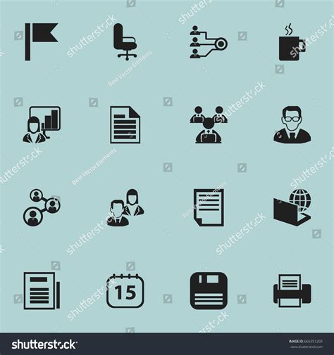 Set Of 16 Editable Office Icons Includes Royalty Free Stock Vector