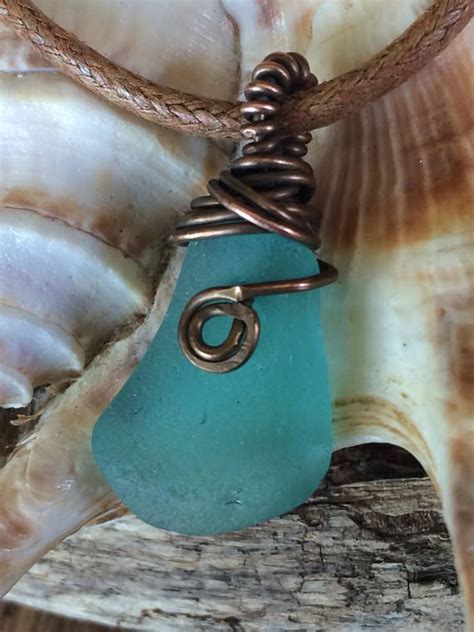 Turquoise Sea Glass Necklace Genuine Surf Tumbled Jewelry