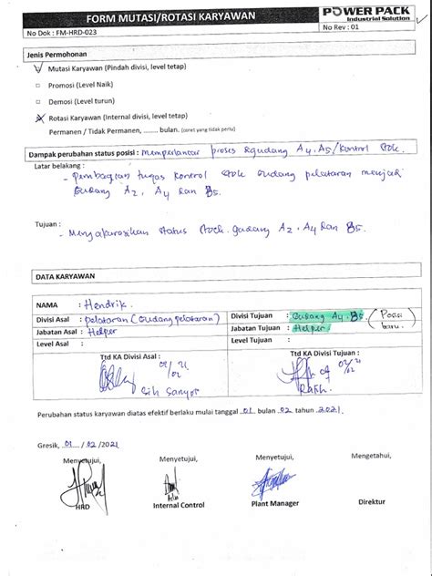 Form Mutasi Hendrik Pdf