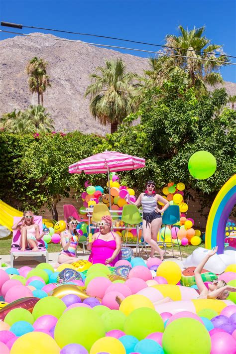 An Epic Rainbow Balloon Pool Party Pool Party Decorations Pool Party Summer Pool Party