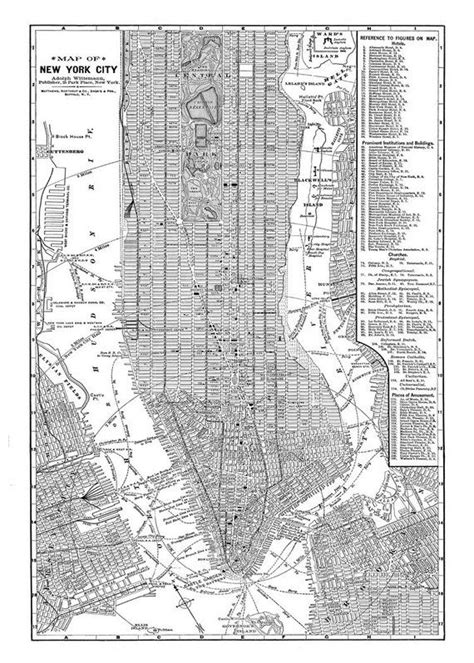 New York City Map New York Newark Brooklyn Vintage Print Etsy New